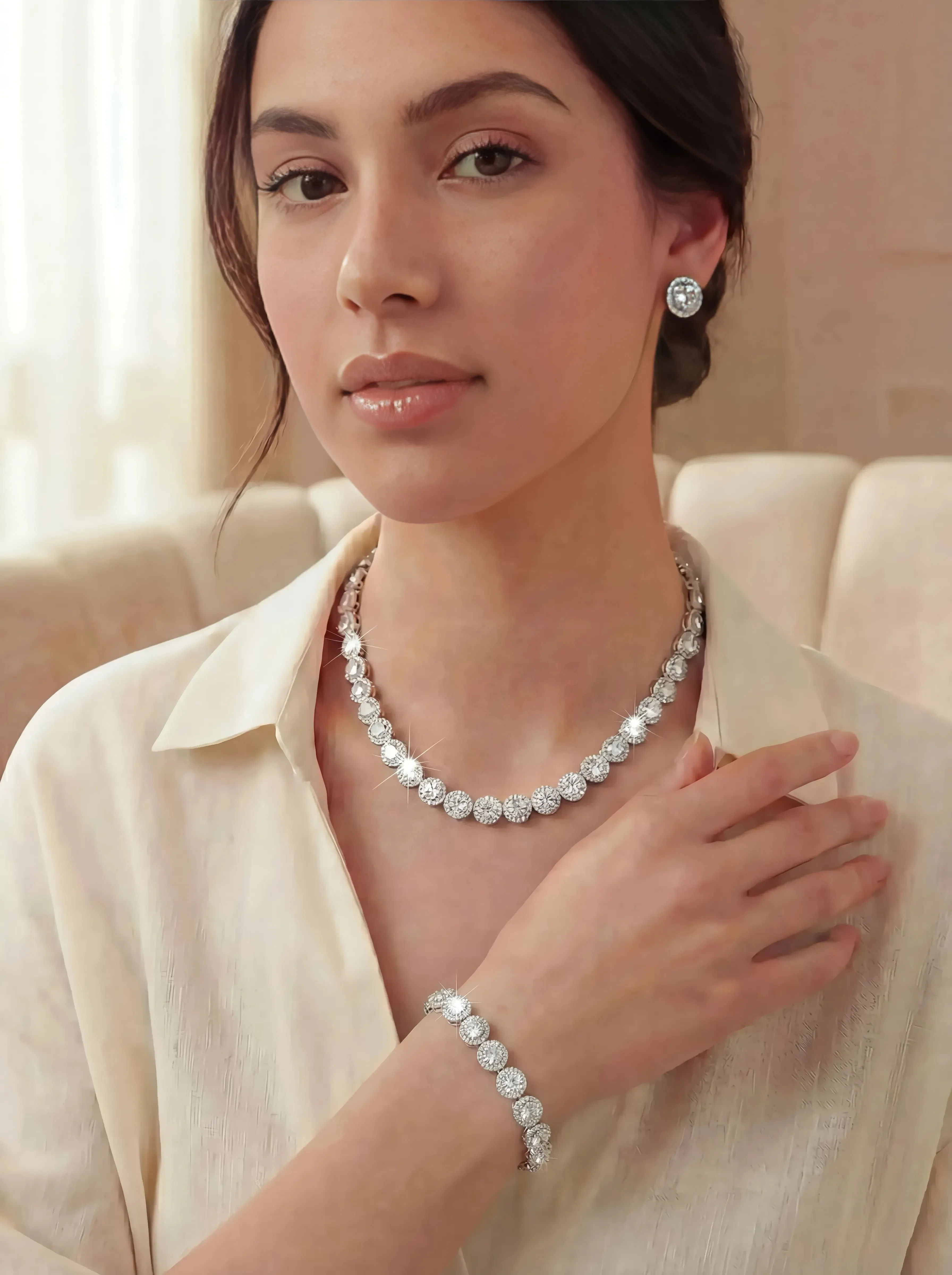 SET CONJUNTO COLLAR + PULSERA + ARETES SWAROVSKI ANGELIC HALO - Image 5