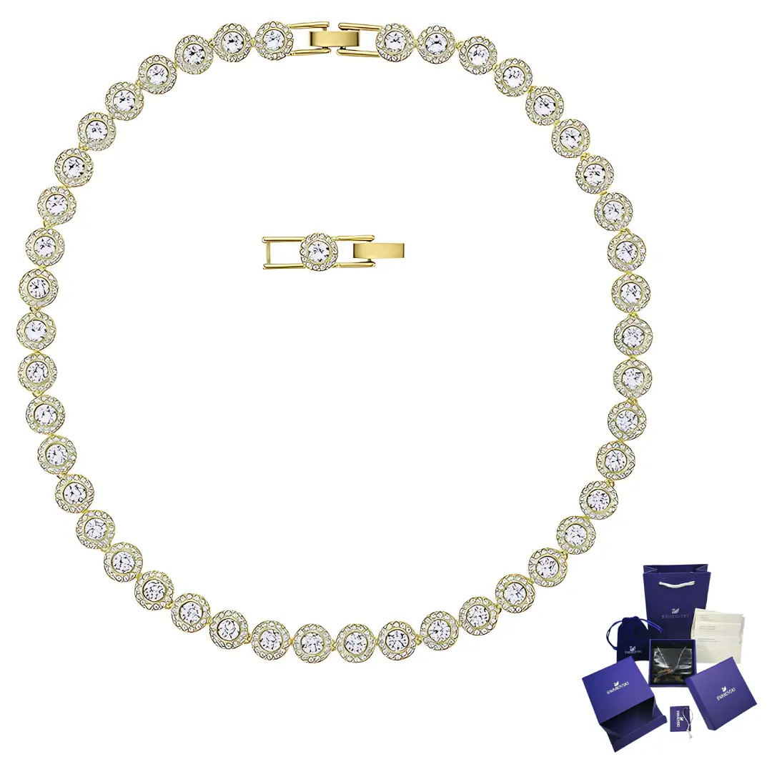 COLLAR CRISTAL SWAROVSKI ANGELIC HALO ORO 14K + KIT DE REGALO