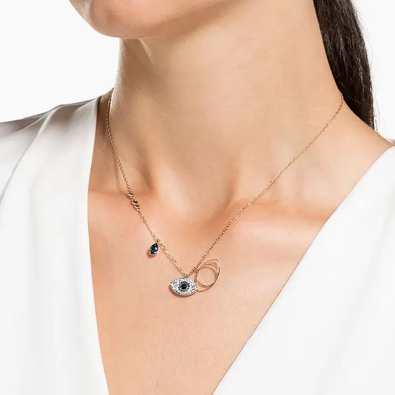COLLAR DEVIL EYE OJO TURCO MALVADO CRISTAL SWAROVSKI ROSE GOLD - Image 3