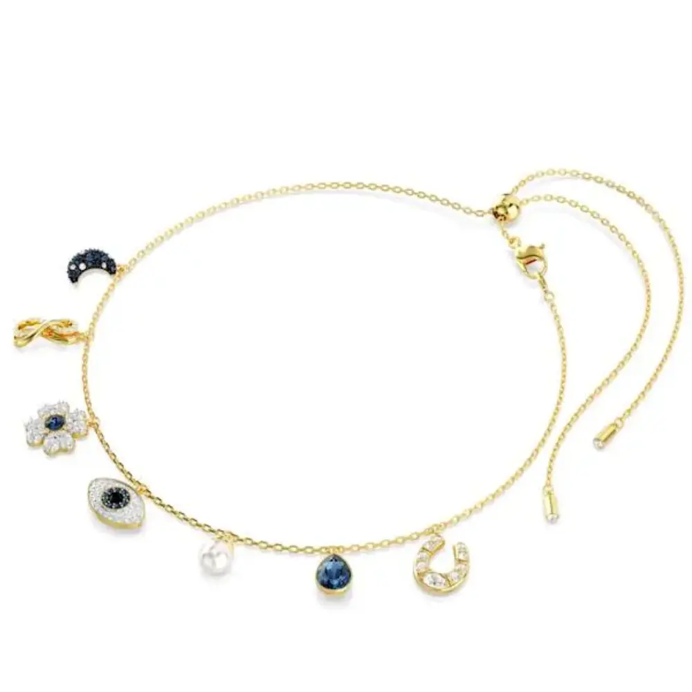 COLLAR GARGANTILLA SWAROVSKI SIMBOLICA LUNA INFINITO TREBOL OJO HERRADURA ORO - Image 4