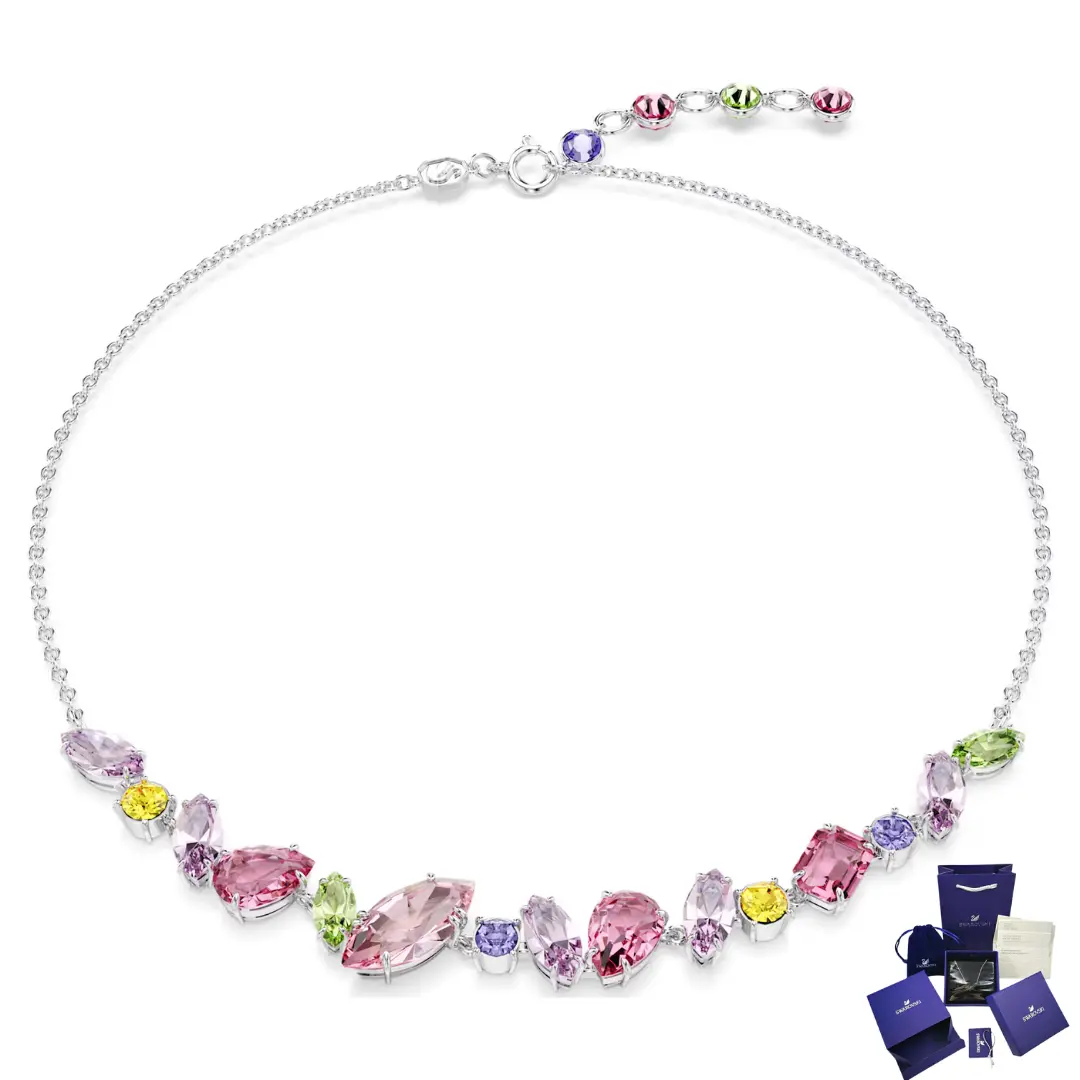 COLLAR GEMA CRISTAL MULTI COLOR SWAROVSKI + KIT DE REGALO
