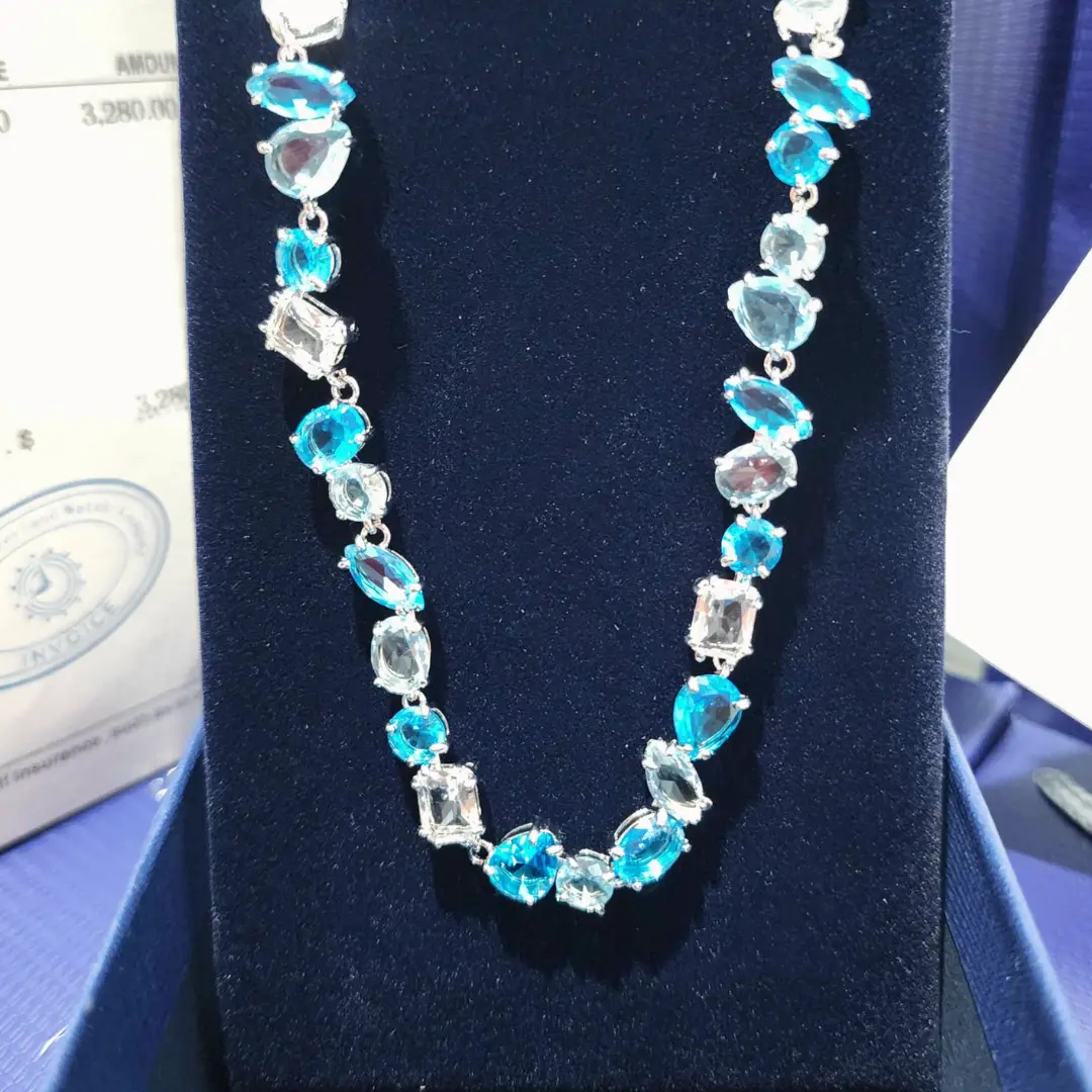 COLLAR GEMA CRISTALES COMPLETO AZUL SWAROVSKI + KIT DE REGALO - Image 4