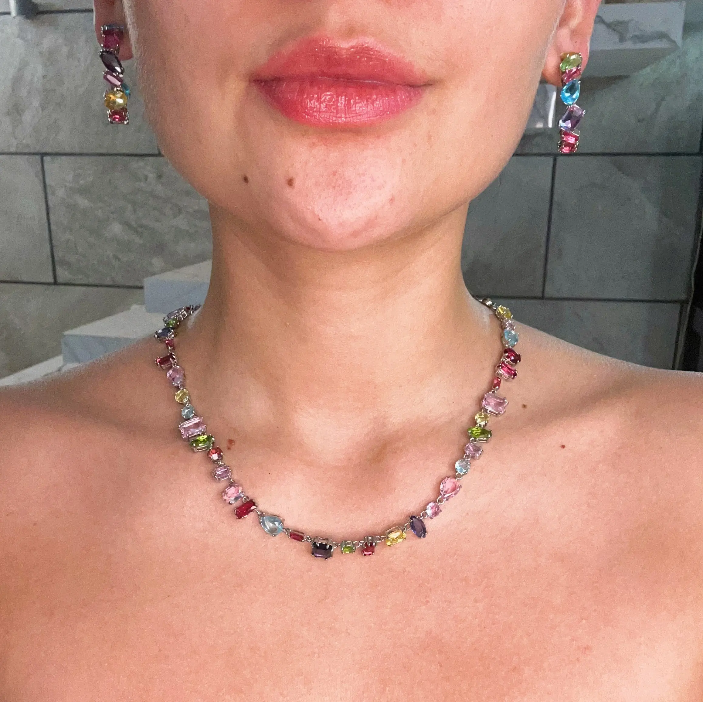 COLLAR GEMA CRISTALES COMPLETO MULTI COLOR SWAROVSKI + KIT DE REGALO - Image 5