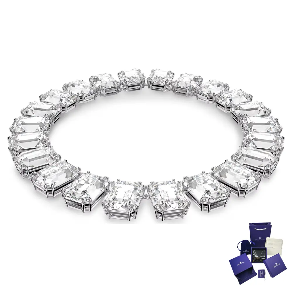COLLAR MILLENIA CRISTALES SWAROVSKI OCTAGONAL BLANCO + KIT DE REGALO