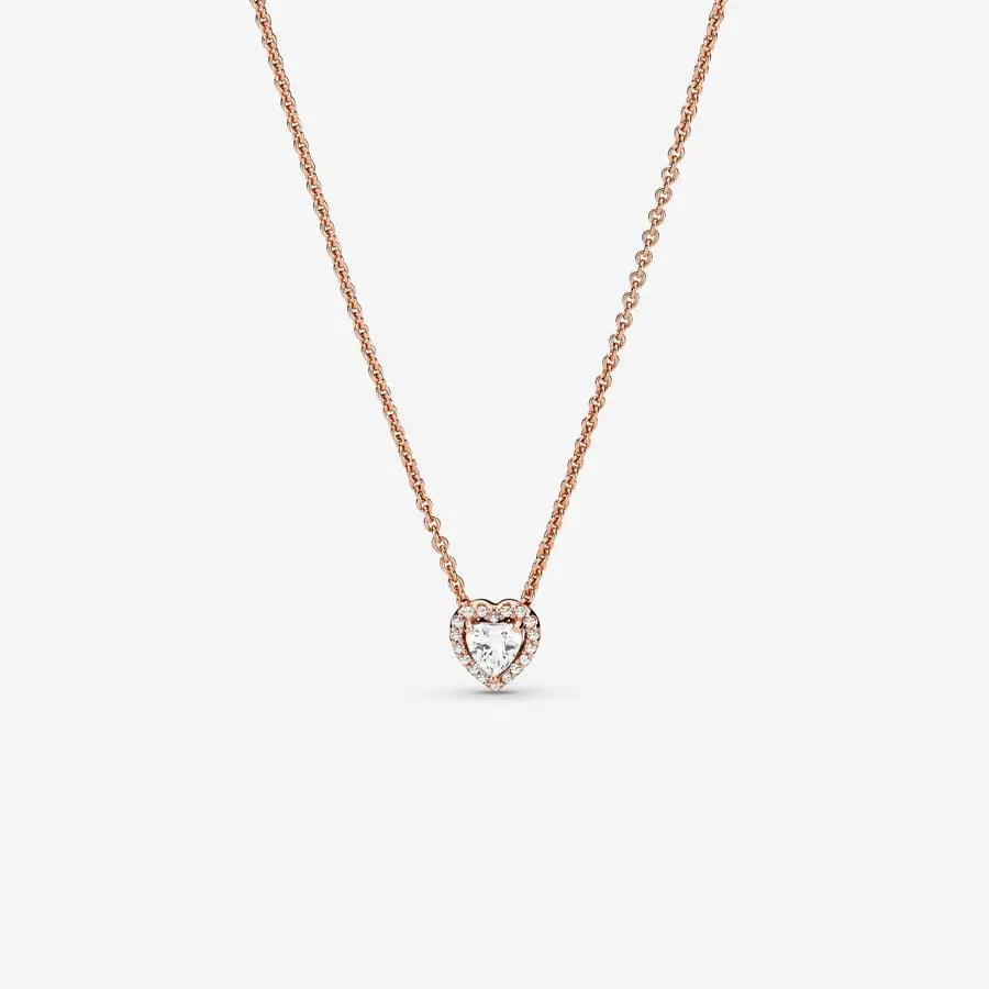 COLLAR PANDORA SPARKLING CORAZÓN ELEVADO ROSA ROSE GOLD 14K + KIT DE REGALO - Image 3