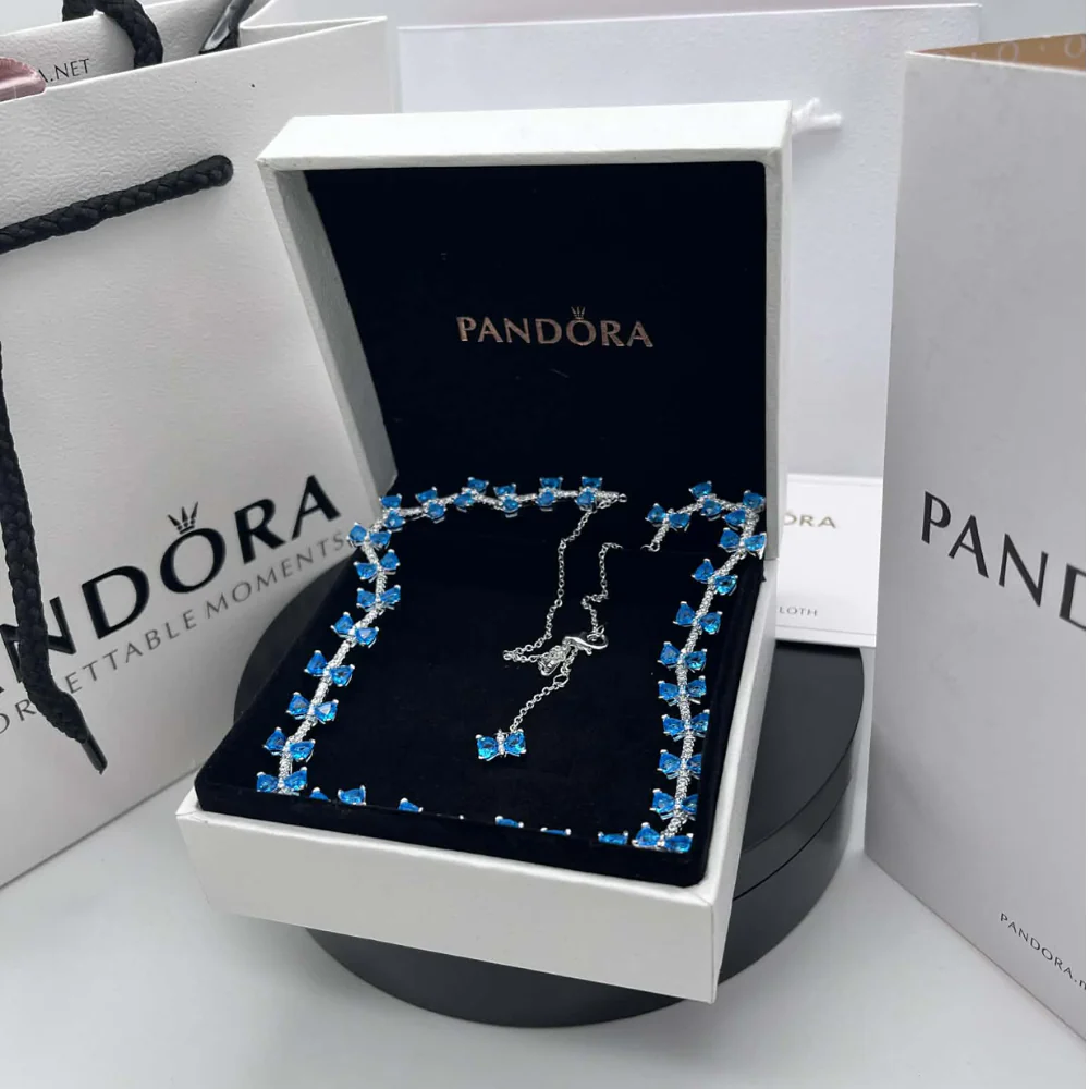 COLLAR PANDORA BRIDGERTON LAZO AZUL PLATA .925 - Image 2