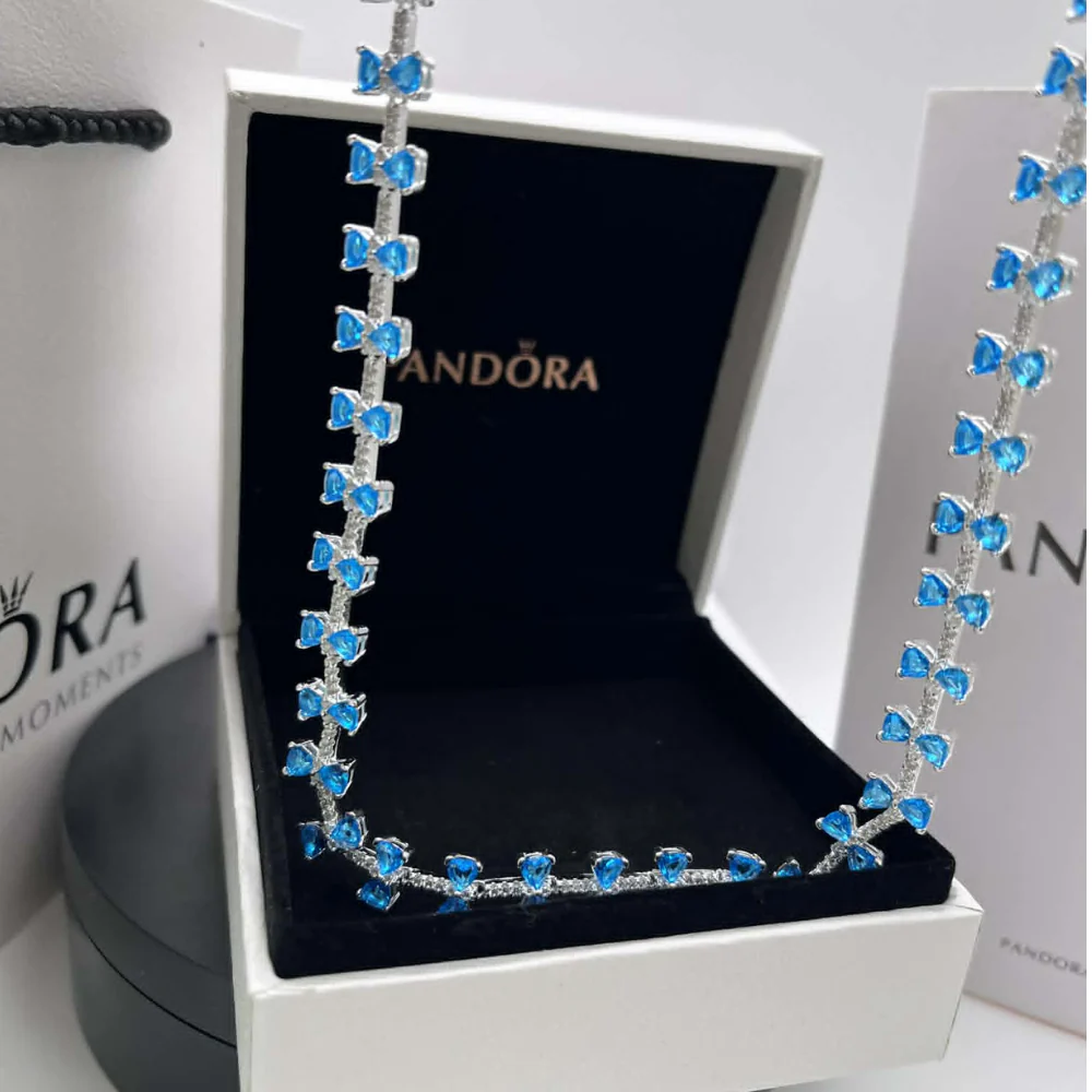 COLLAR PANDORA BRIDGERTON LAZO AZUL PLATA .925 - Image 3