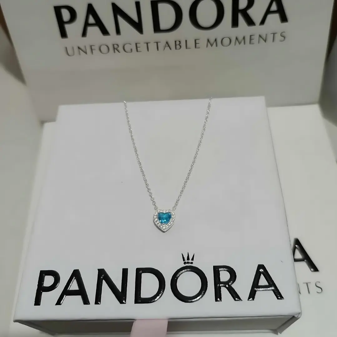 COLLAR PANDORA CORAZON ELEVADO AZUL + KIT DE REGALO - Image 3
