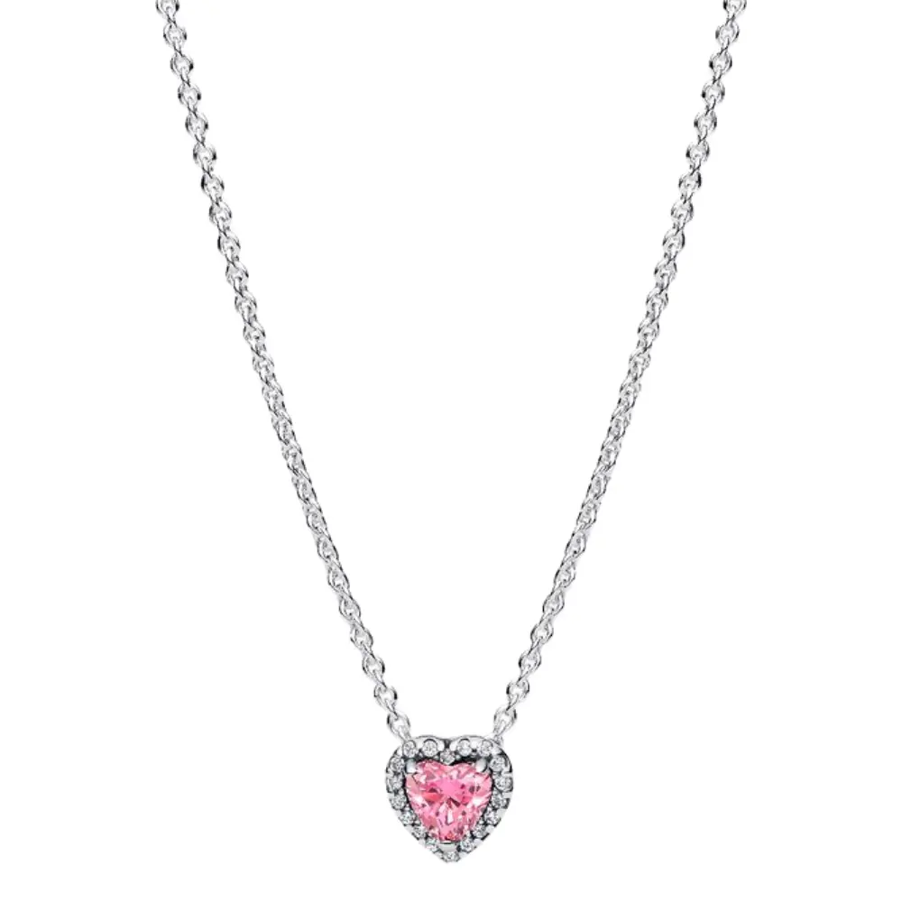 COLLAR PANDORA CORAZON ELEVADO ROSA PLATA .925 + KIT DE REGALO - Image 5