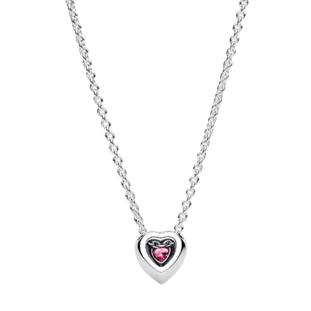 COLLAR PANDORA CORAZON ELEVADO ROSA PLATA .925 + KIT DE REGALO - Image 6