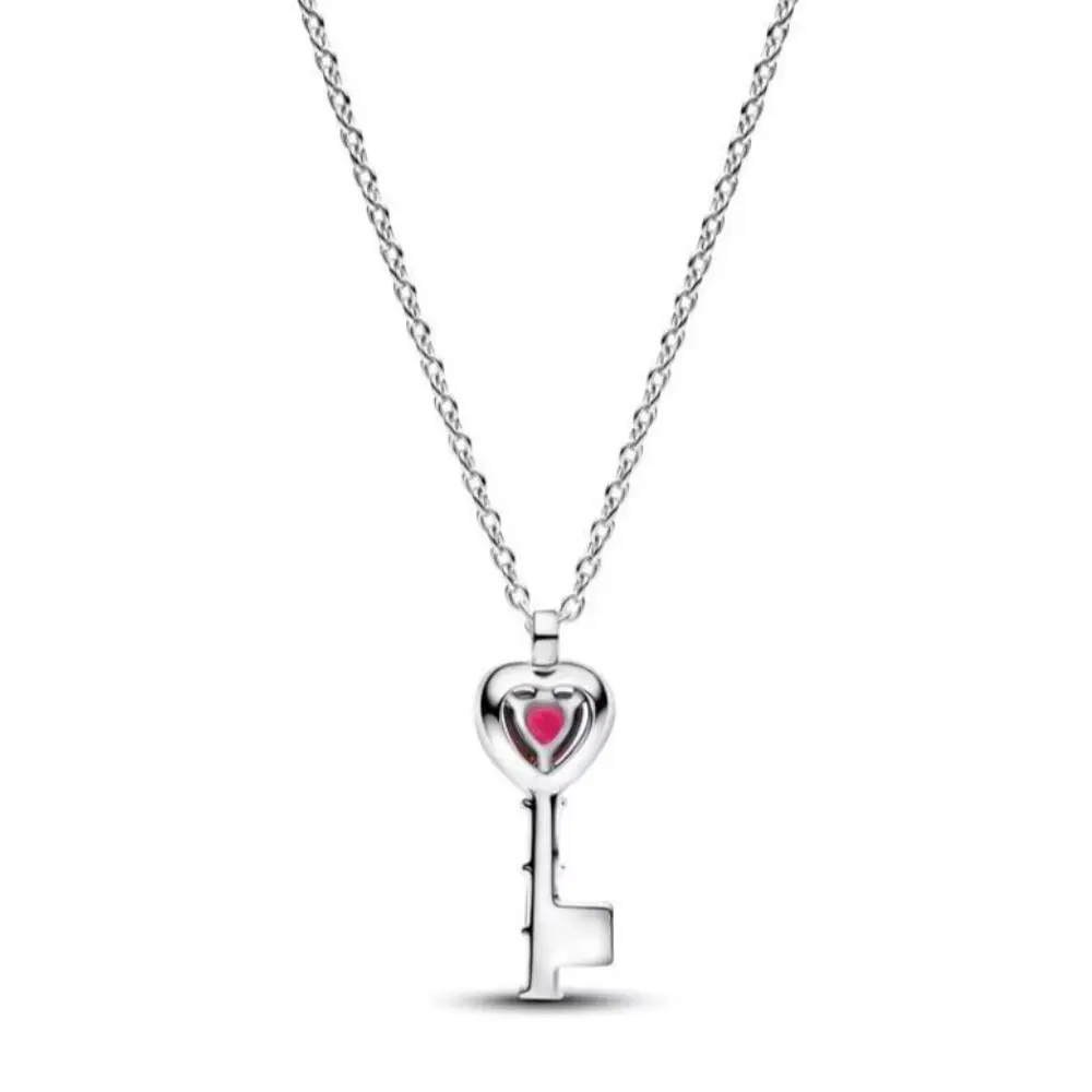 COLLAR PANDORA DIJE LLAVE CORAZON ROJO DANNA PAOLA PLATA .925 - Image 6