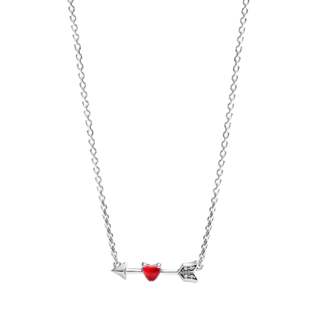 COLLAR PANDORA FLECHA Y CORAZON ROJO CRISTAL MURANO PLATA .925 - Image 4