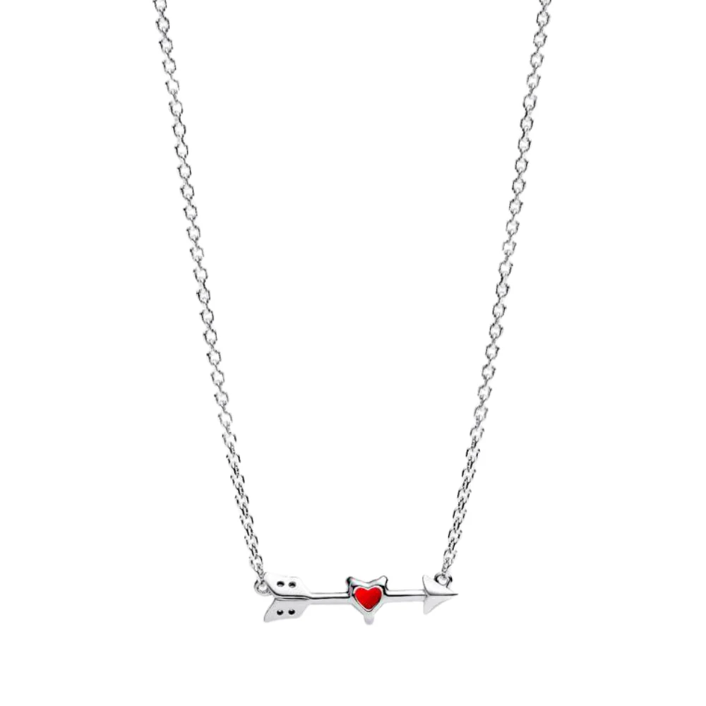 COLLAR PANDORA FLECHA Y CORAZON ROJO CRISTAL MURANO PLATA .925 - Image 5