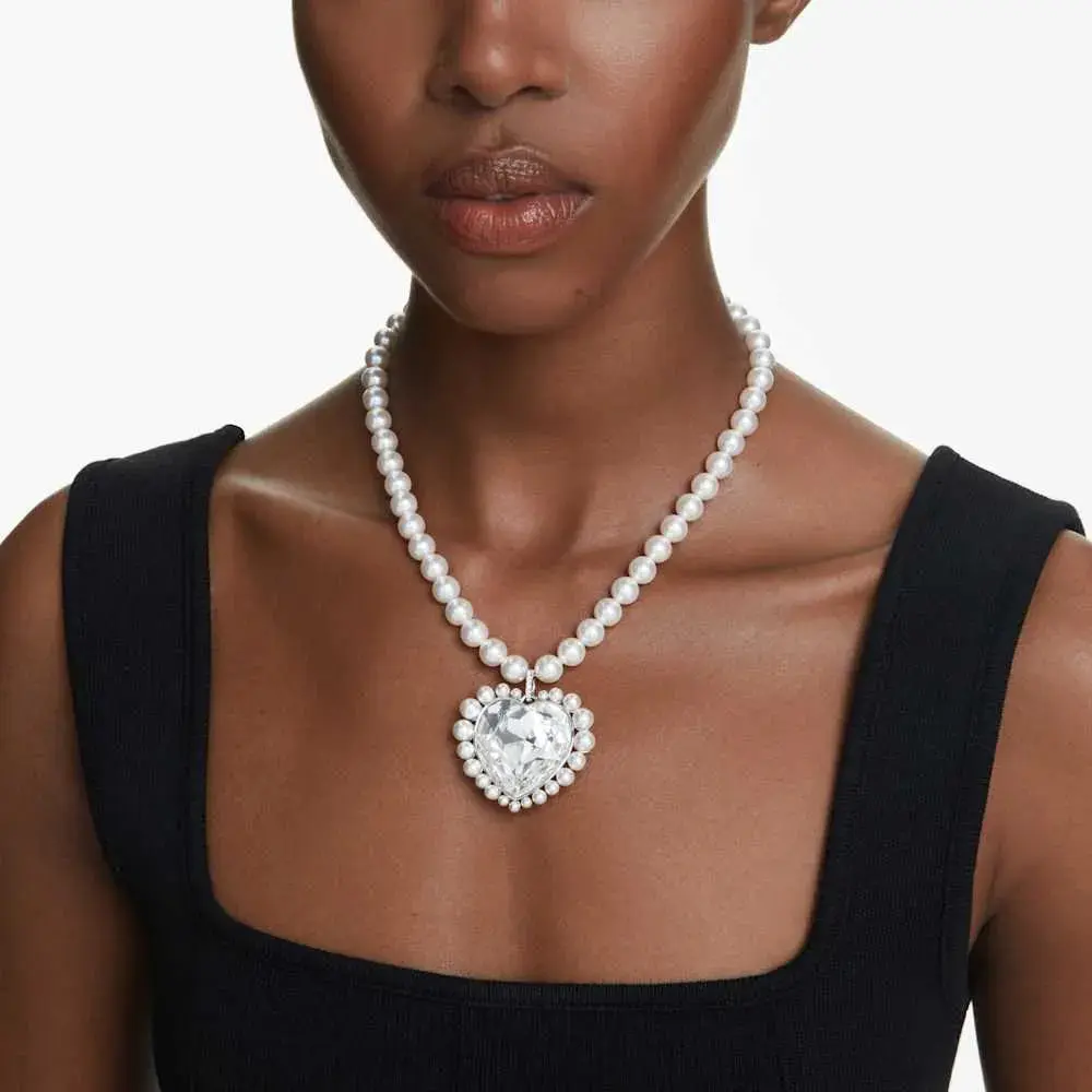 COLLAR SWAROVSKI ARIANA GRANDE CRISTALES CRYSTAL PEARL PERLAS TALLA DE CORAZON GRANDE - Image 7