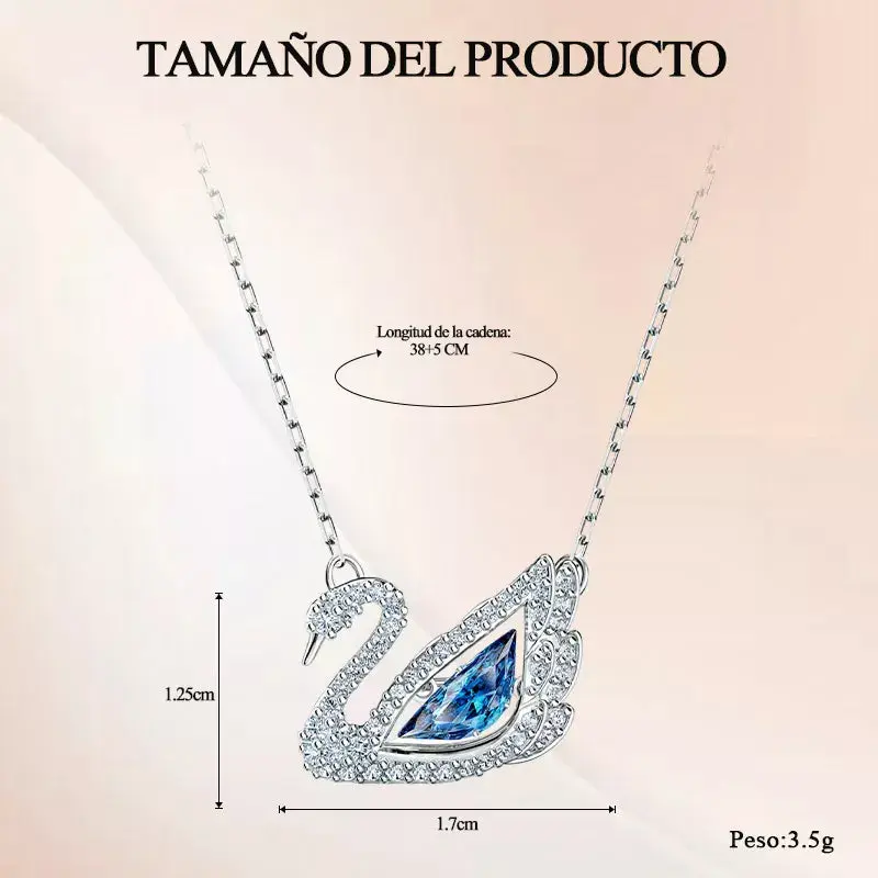 COLLAR SWAROVSKI DANCING SWAN AZUL CISNE RODIO + KIT DE REGALO - Image 3