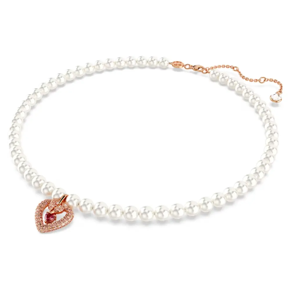 COLLAR SWAROVSKI SUBLIMA CORAZON ROSA PERLAS ORO ROSA 14K - Image 2