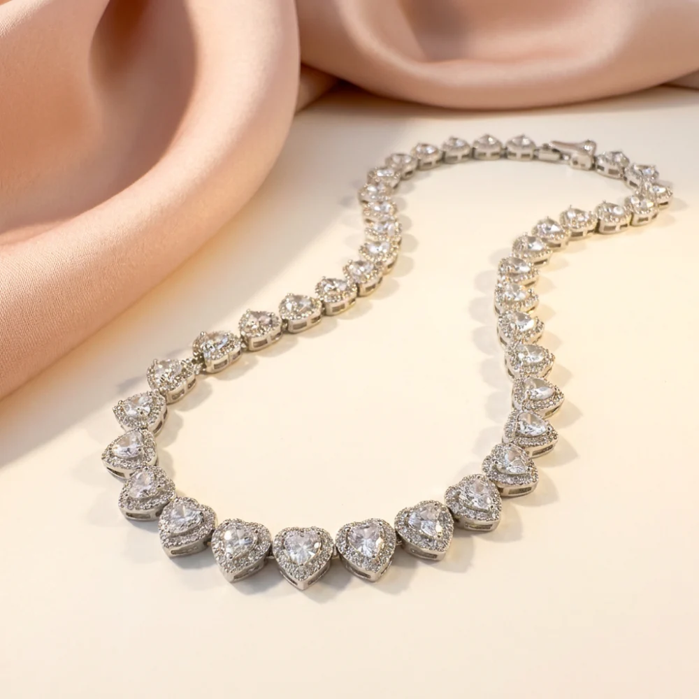 COLLAR SWAROVSKI TENIS CORAZONES BLANCOS ARIANA GRANDE + KIT DE REGALO - Image 5