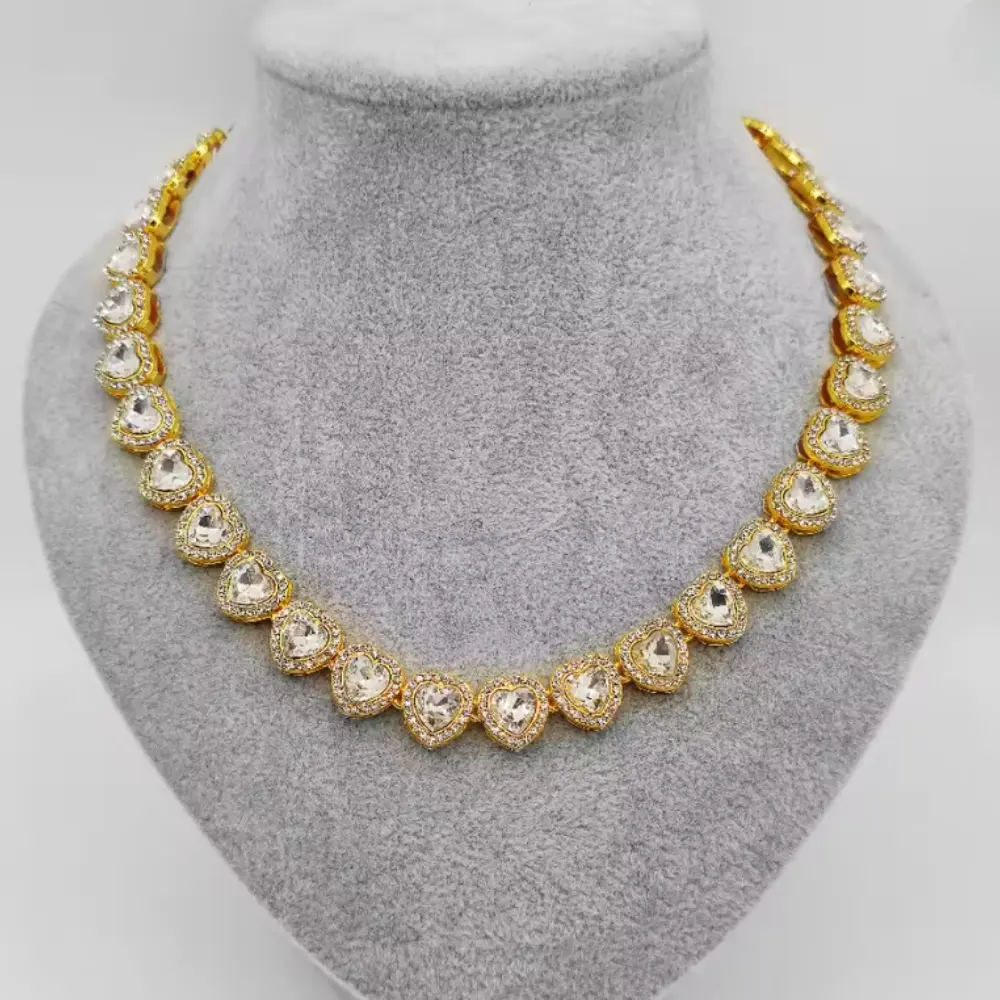 COLLAR SWAROVSKI TENIS DORADO ORO CORAZONES BLANCOS ARIANA GRANDE + KIT DE REGALO - Image 5