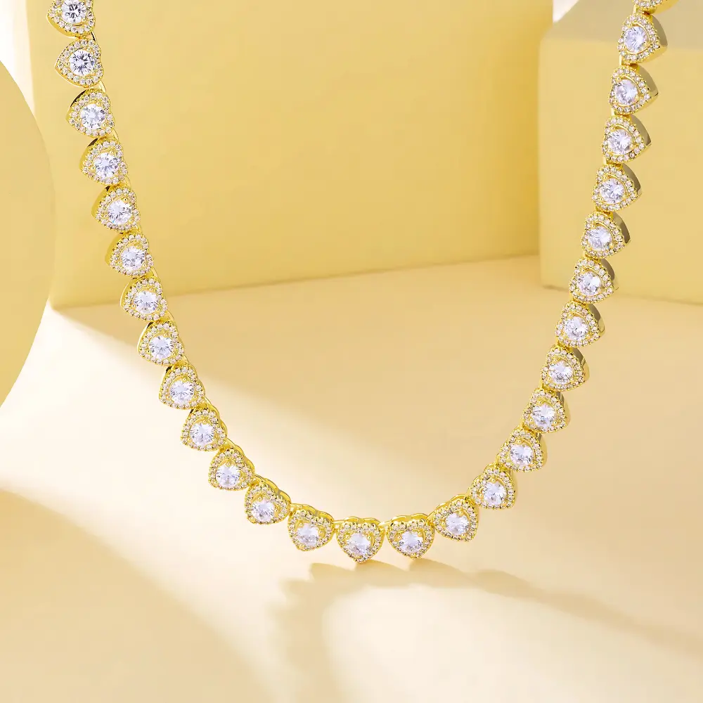 COLLAR SWAROVSKI TENIS DORADO ORO CORAZONES BLANCOS ARIANA GRANDE + KIT DE REGALO - Image 7