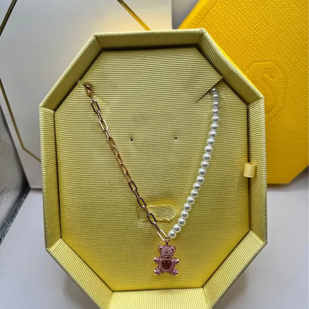 COLLAR TEDDY BEAR OSO SWAROVSKI ROSE GOLD PERLAS - Image 3