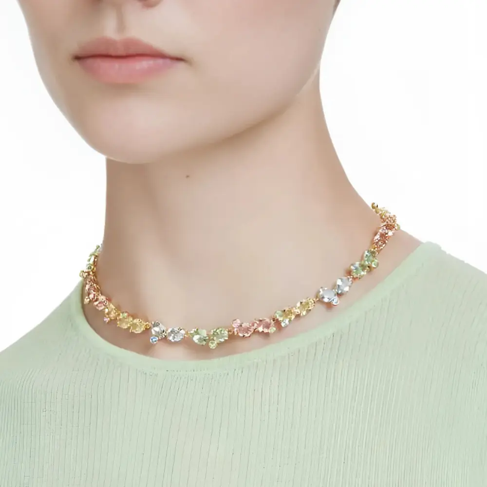 COLLAR TENIS GEMA CRISTALES COMPLETO MULTI COLOR VERDE SWAROVSKI + KIT DE REGALO - Image 3