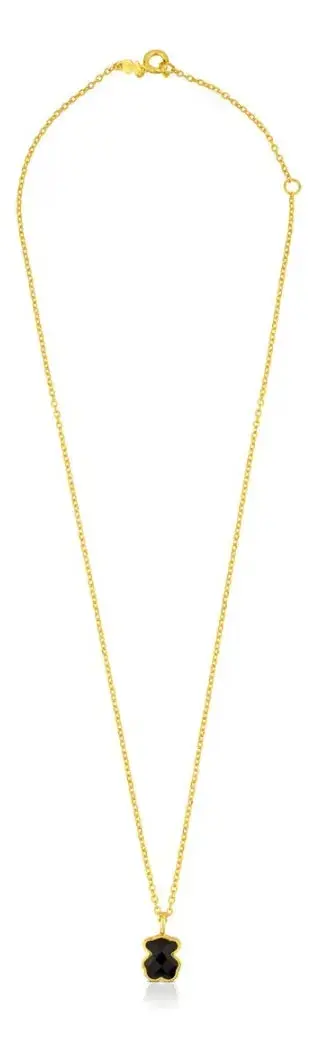Collar Tous Baño De Oro 18 Kt, Teddy Bear Osito Negro Dorado Plata .925 - Image 3