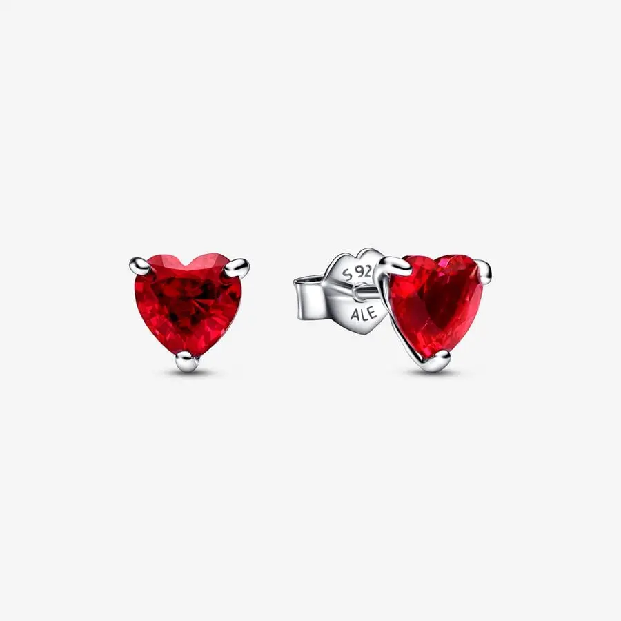 SET CONJUNTO COLLAR + ANILLO + ARETE CORAZÓN ELEVADO ROJO PANDORA - Image 12
