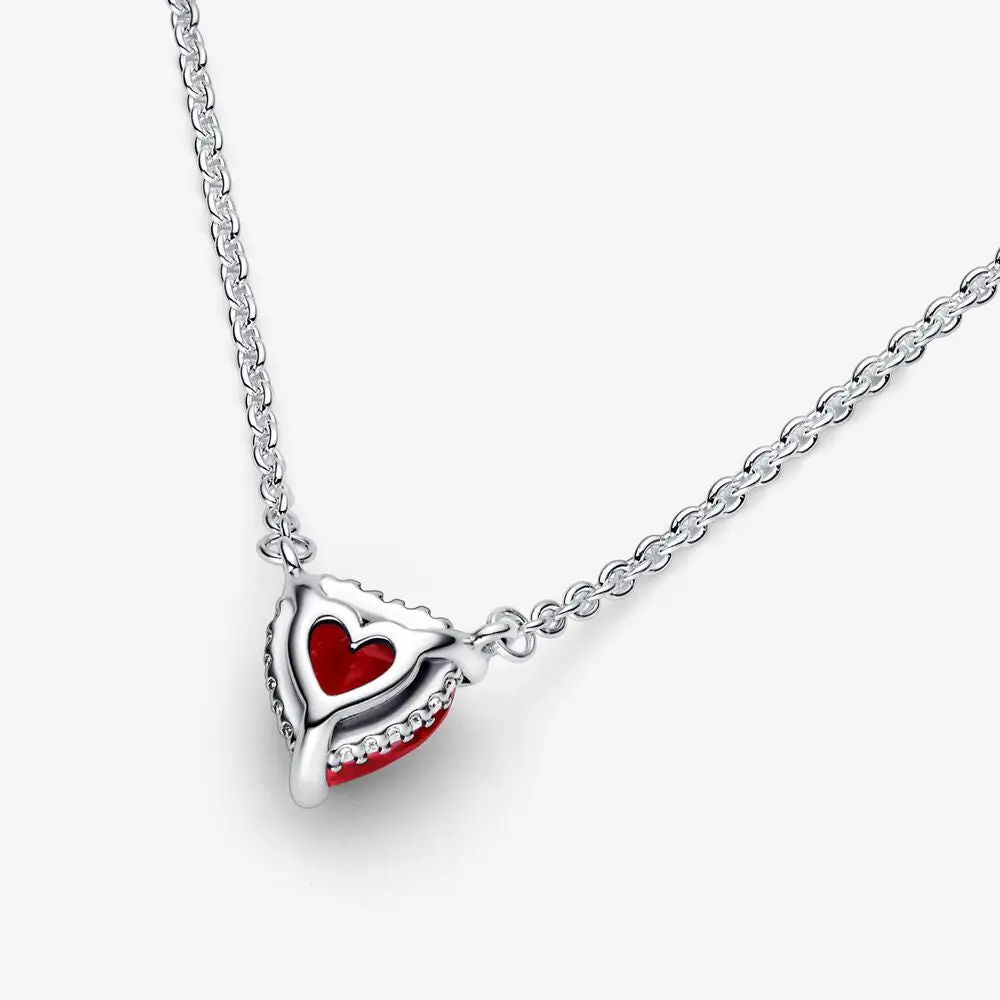 SET CONJUNTO COLLAR + ANILLO + ARETE CORAZÓN ELEVADO ROJO PANDORA - Image 7