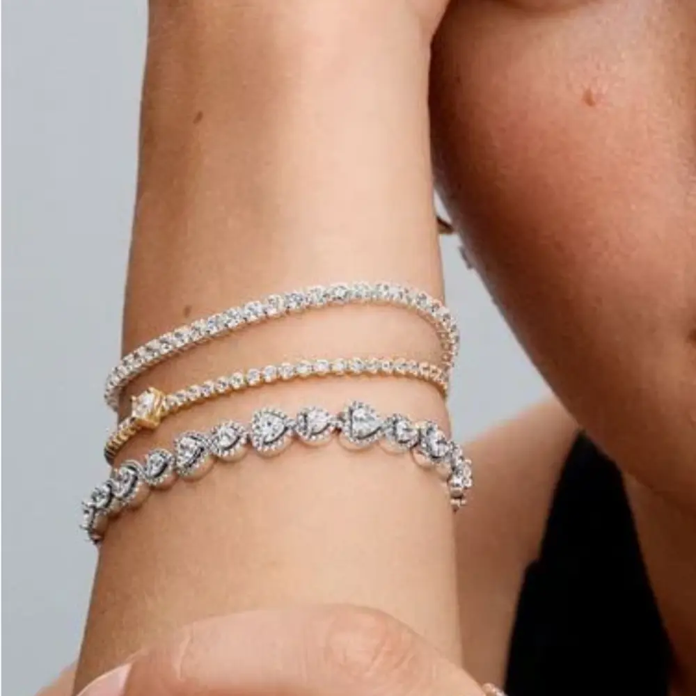 PULSERA BRAZALETE PANDORA TENIS HALO CORAZONES PLATA .925 + KIT DE REGALO - Image 5
