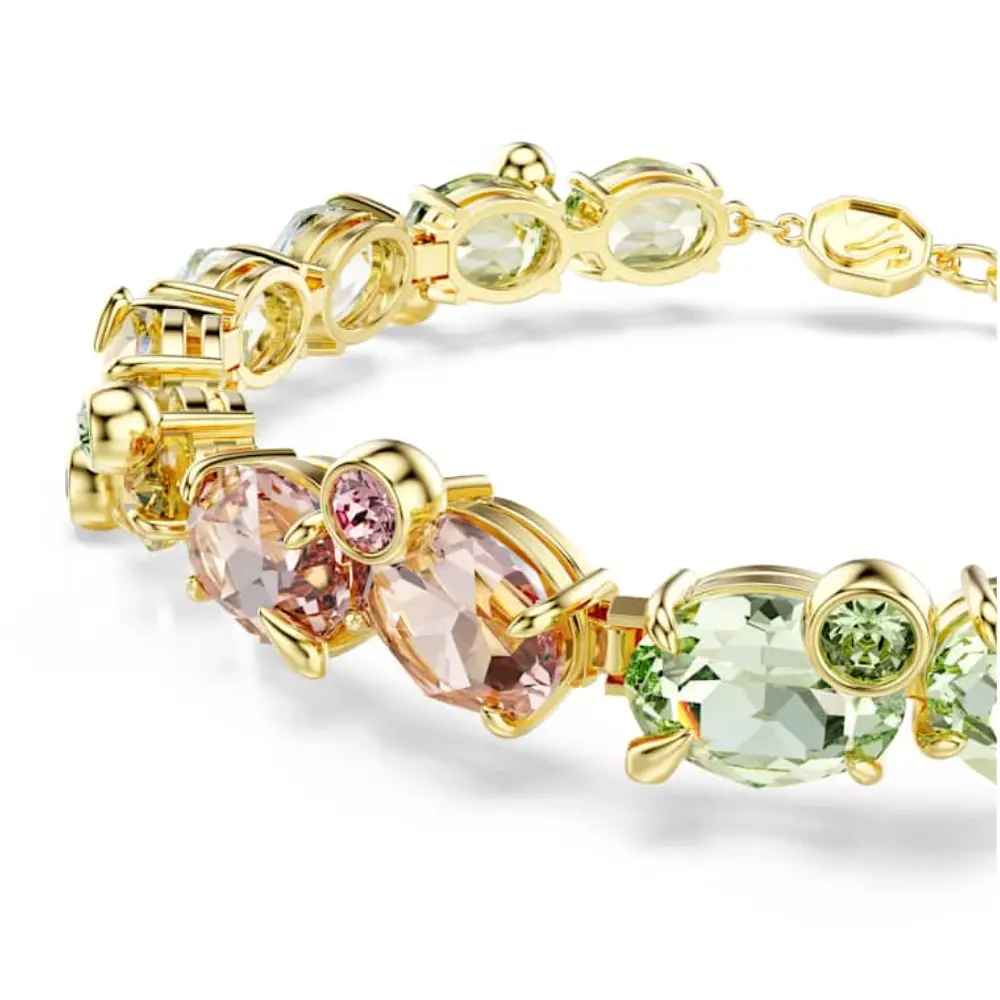 PULSERA BRAZALETE SWAROVSKI TENIS GEMA MULTI COLOR DORADO ORO 14K - Image 5