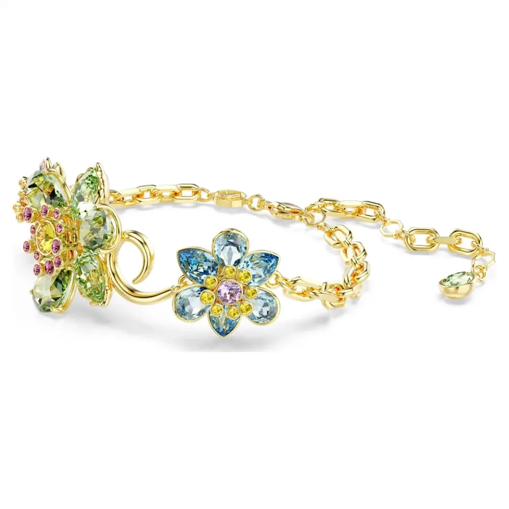 PULSERA BRAZALETE SWAROVSKI IDYLLIA CRISTALES FLOR MULTI COLOR DORADO + KIT DE REGALO - Image 3