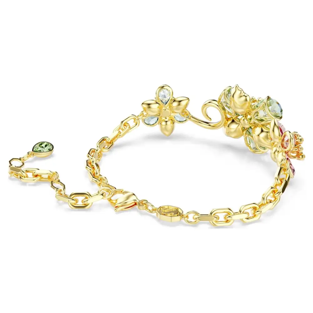 PULSERA BRAZALETE SWAROVSKI IDYLLIA CRISTALES FLOR MULTI COLOR DORADO + KIT DE REGALO - Image 6