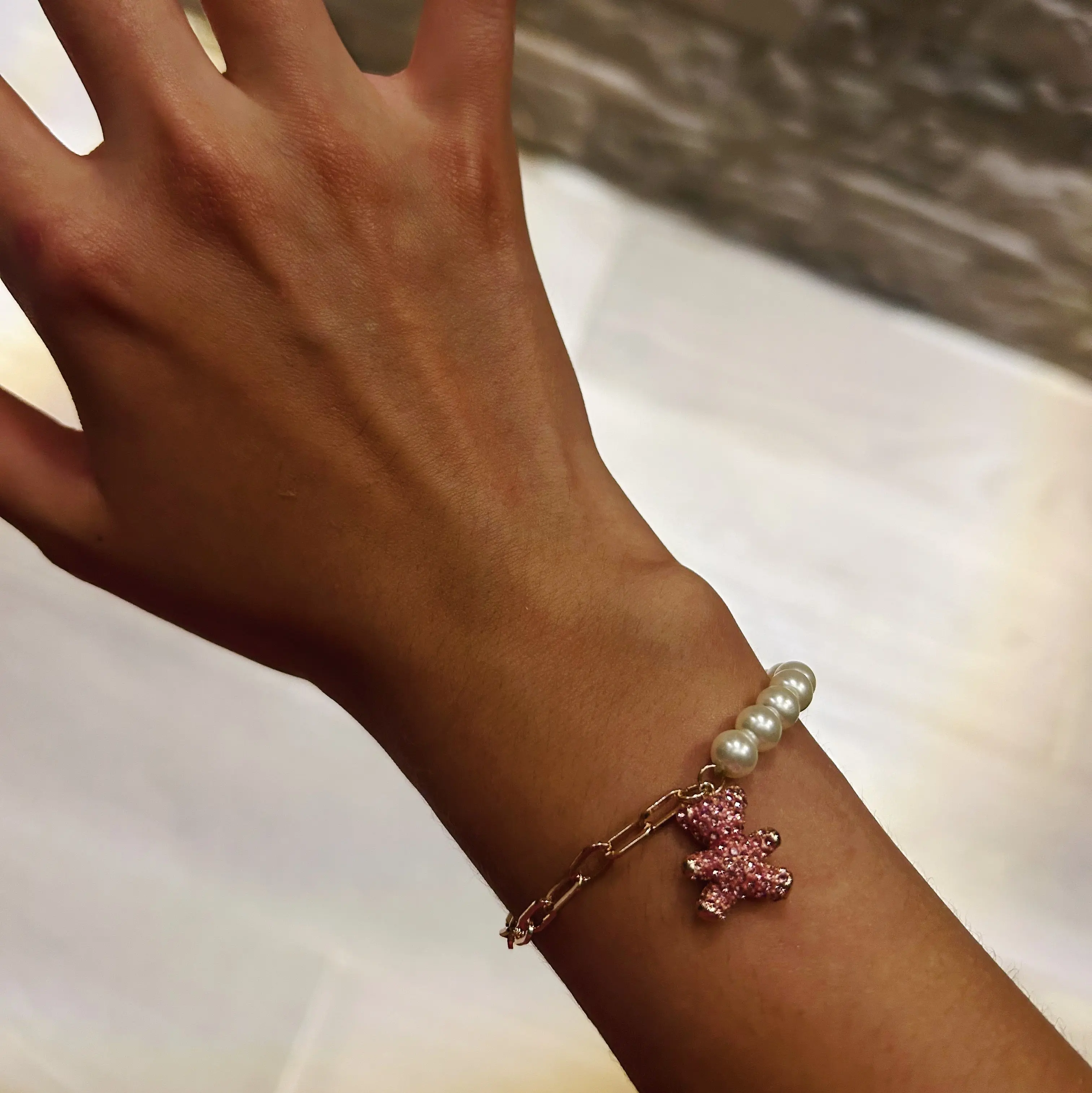 PULSERA BRAZALETE TEDDY BEAR OSO SWAROVSKI PERLAS + KIT DE REGALO - Image 2
