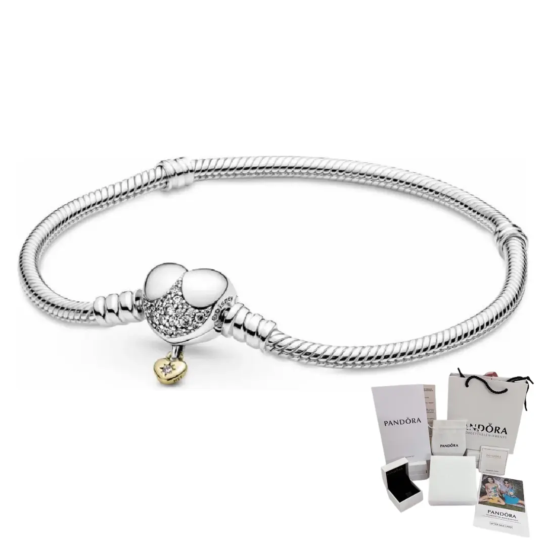 BRAZALETE PULSERA PANDORA MOMENTS CORAZON DISNEY PLATA .925 + KIT DE REGALO