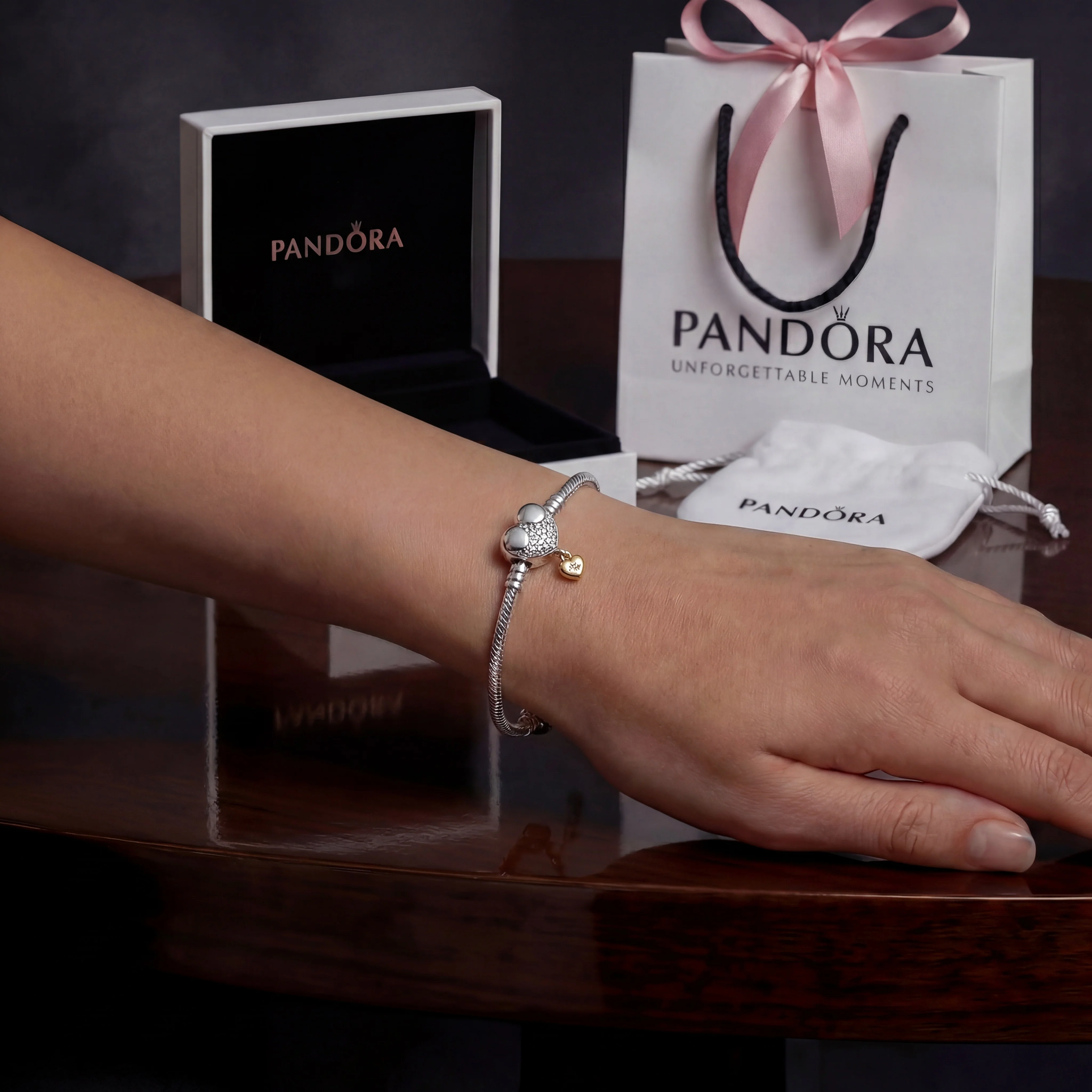 BRAZALETE PULSERA PANDORA MOMENTS CORAZON DISNEY PLATA .925 + KIT DE REGALO - Image 2