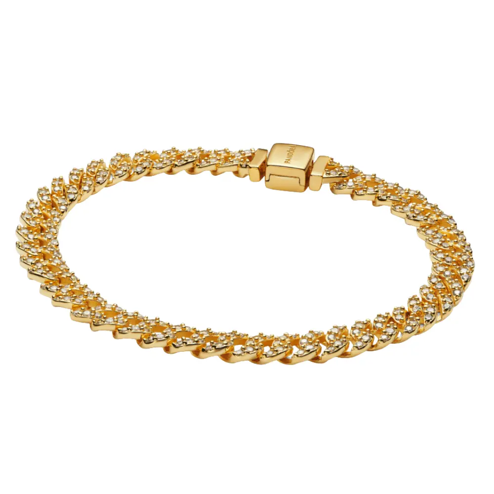PULSERA PANDORA TENIS TIMELESS PAVE BRILLANTE CUBANA ORO 14K + KIT DE REGALO - Image 6