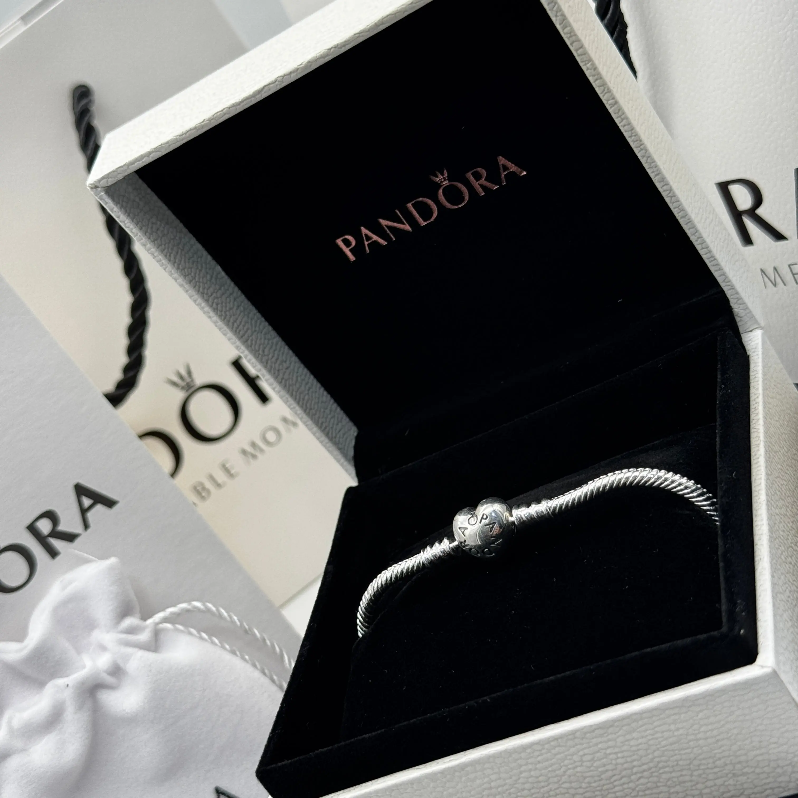 PULSERA BRAZALETE PANDORA MOMENTS CORAZON PLATA .925 + KIT DE REGALO - Image 5