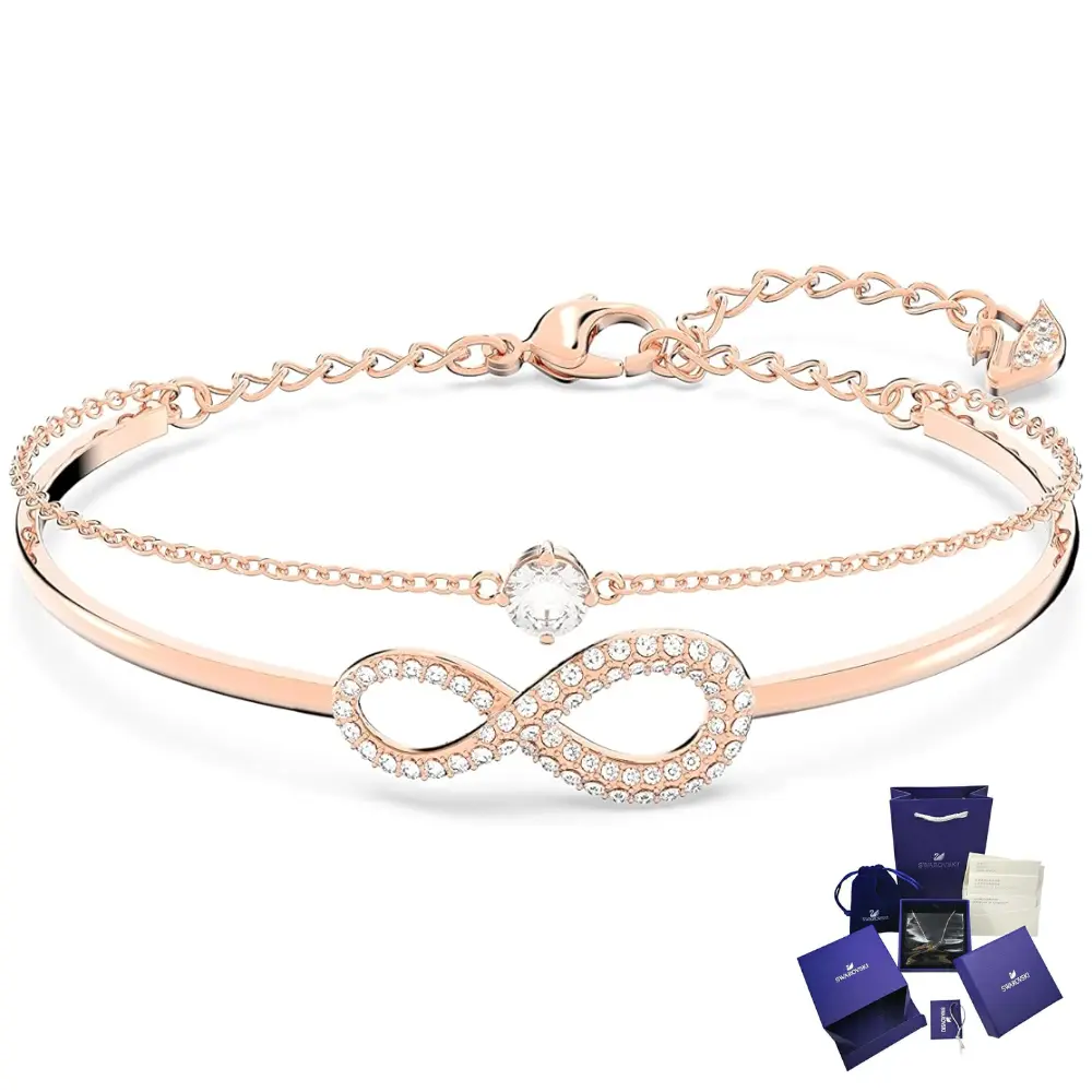 PULSERA BRAZALETE HYPERBOLA INFINITO SWAROVSKI + KIT DE REGALO