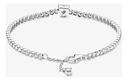 PULSERA PANDORA CORAZON BRILLANTE TENIS PLATA .925 + KIT DE REGALO - Image 4