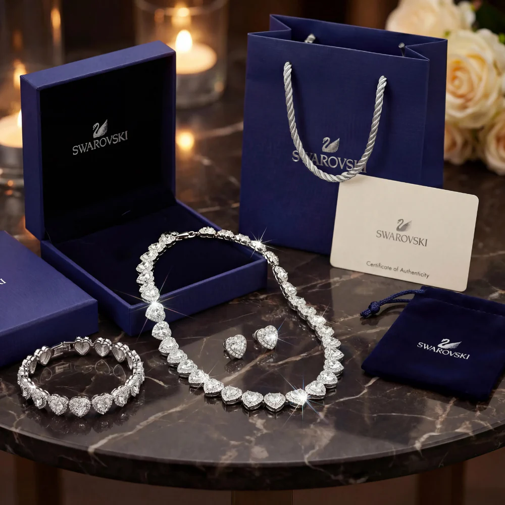 SET CONJUNTO COLLAR + PULSERA + ARETES SWAROVSKI ARIANA GRANDE CORAZONES - Image 8