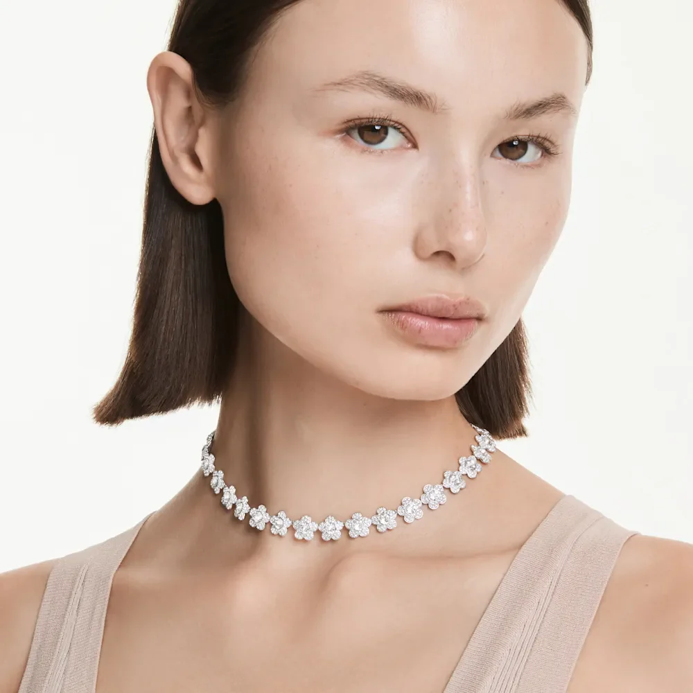 SET CONJUNTO COLLAR + PULSERA + ARETES SWAROVSKI ARIANA GRANDE FLORES BLANCAS - Image 7