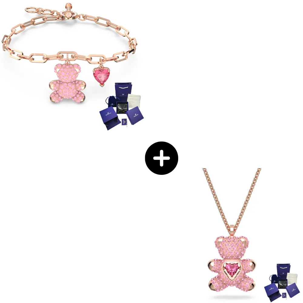 SET CONJUNTO PULSERA Y COLLAR TEDDY BEAR OSO SWAROVSKI