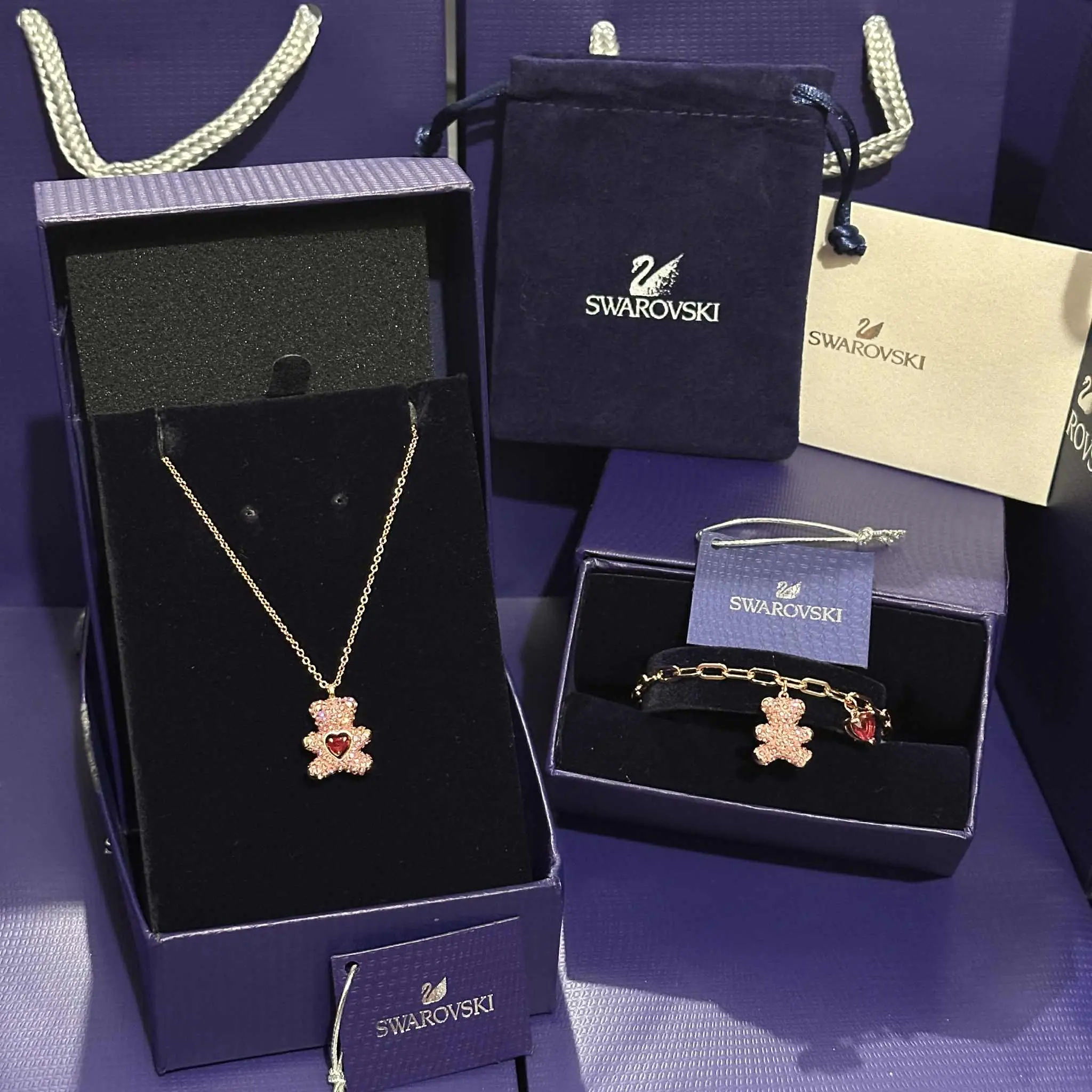 SET CONJUNTO PULSERA Y COLLAR TEDDY BEAR OSO SWAROVSKI - Image 2